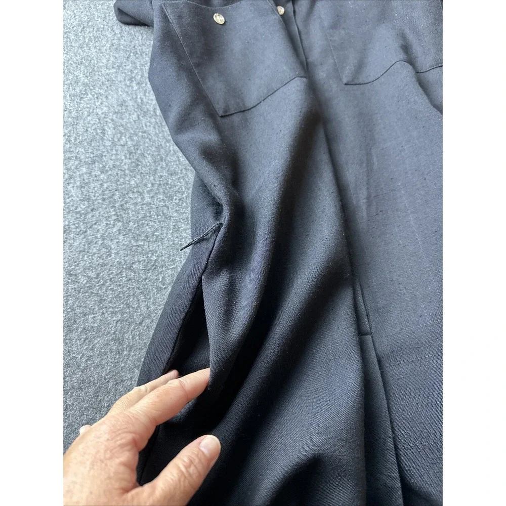 Vintage Orvis Dress Womens 12 Black Short Sleeve Buttons Pullover Pockets Casual